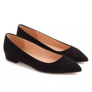 J. Crew Pointed Toe Black Suede Ballet Flats, size 11